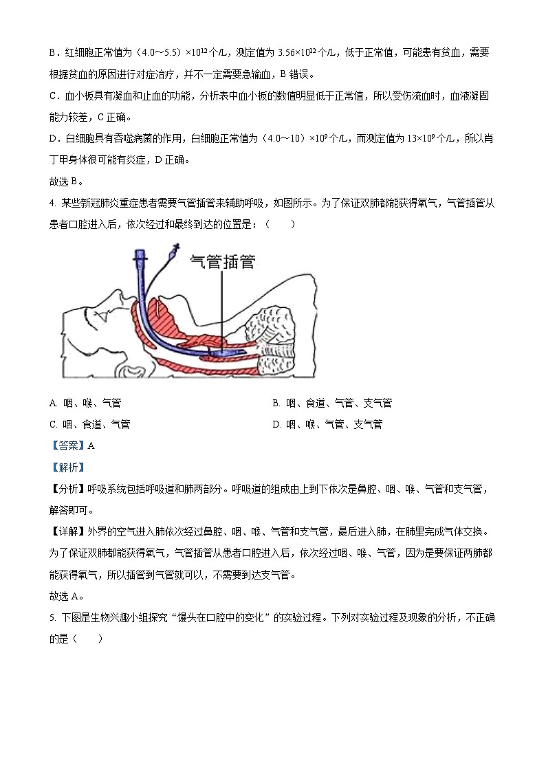 湖北省恩施市2022-2023学年七年级下学期期末生物试题(解析版)第3页