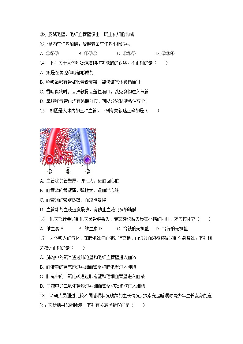 2022-2023学年河南省南阳市镇平县七年级(下)期末生物试卷(含解析)03