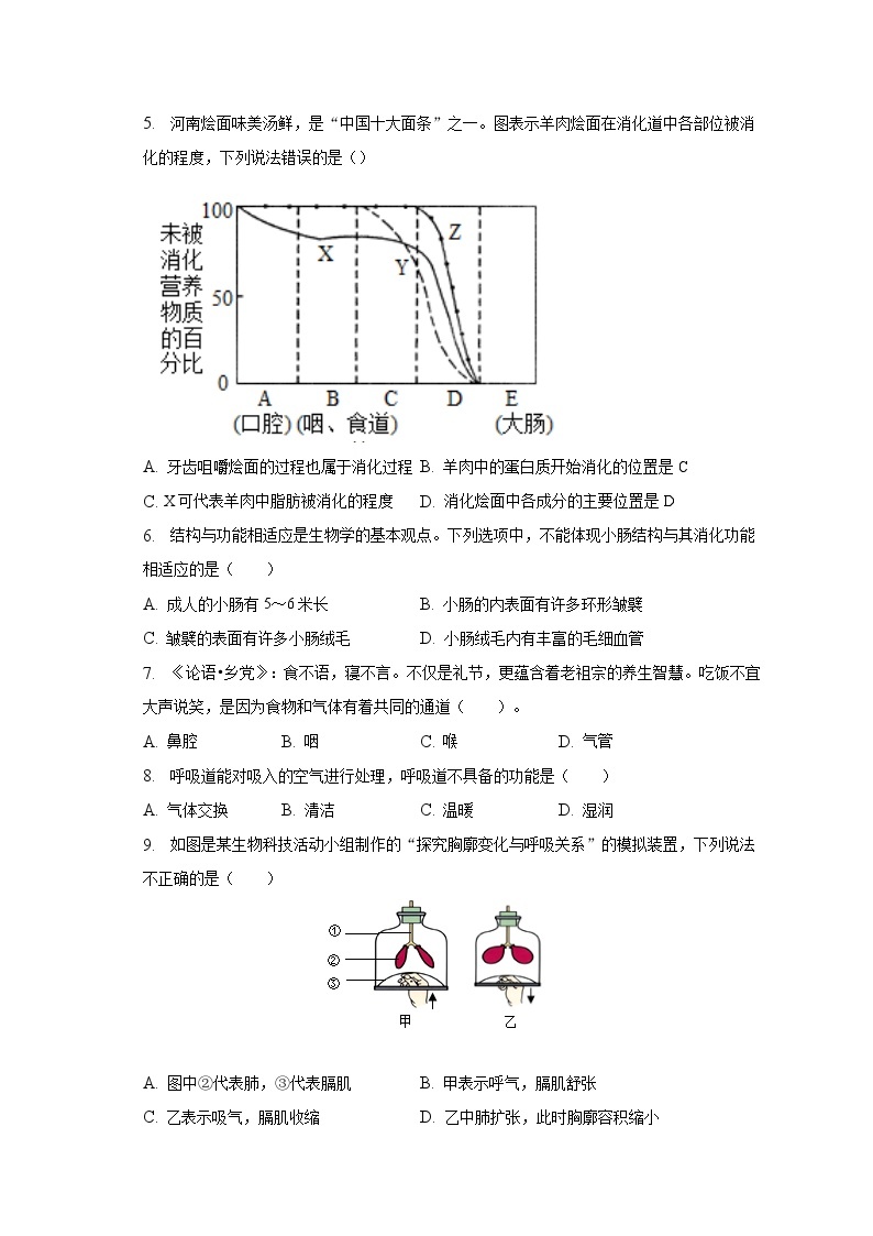 2022-2023学年河南省信阳市商城县七年级（下）期末生物试卷（含解析）02