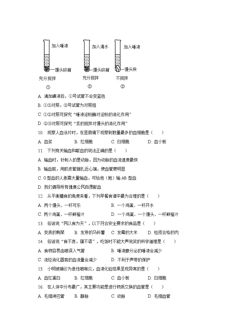 2022-2023学年福建省福州市台江区七年级(下)期末生物试卷(含解析)02
