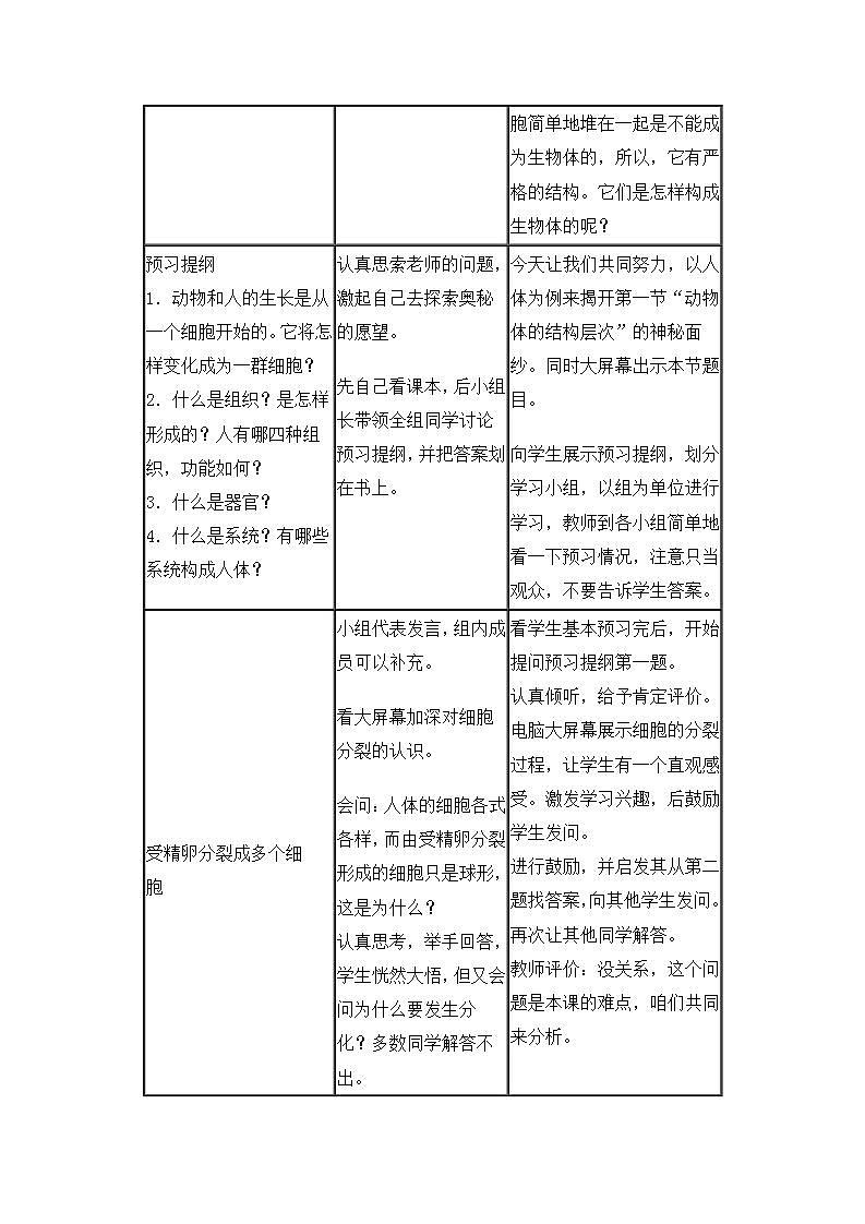 人教版七上生物 第二节 动物体的结构层次第2页
