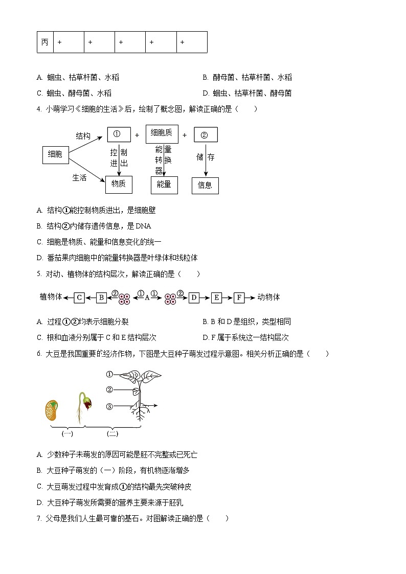 湖北省宜昌市中考生物真题(原卷版)第2页