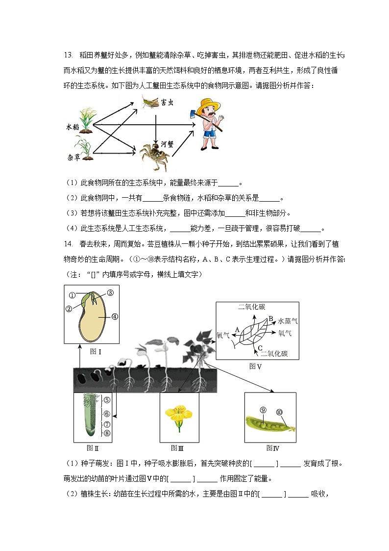 2023年辽宁省鞍山市中考生物一模试卷(含解析)03
