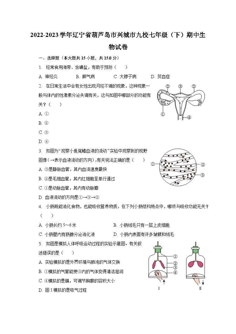 2022-2023学年辽宁省葫芦岛市兴城市九校七年级（下）期中生物试卷（含解析）01