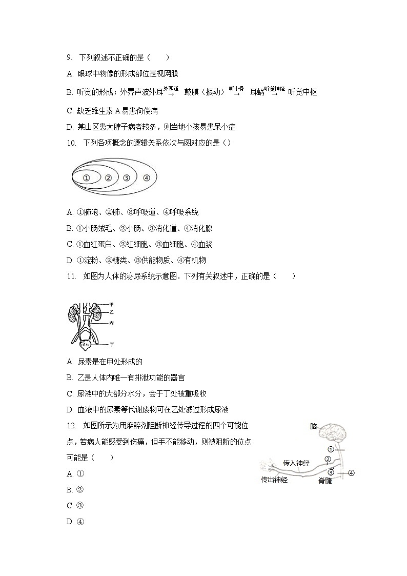 2022-2023学年山东省菏泽市牡丹区七年级(下)期末生物试卷(含解析)第3页