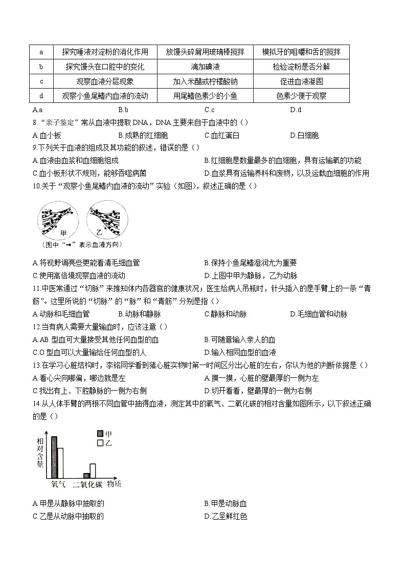 广西来宾市2022-2023学年七年级下学期期末生物试题(含答案)第2页