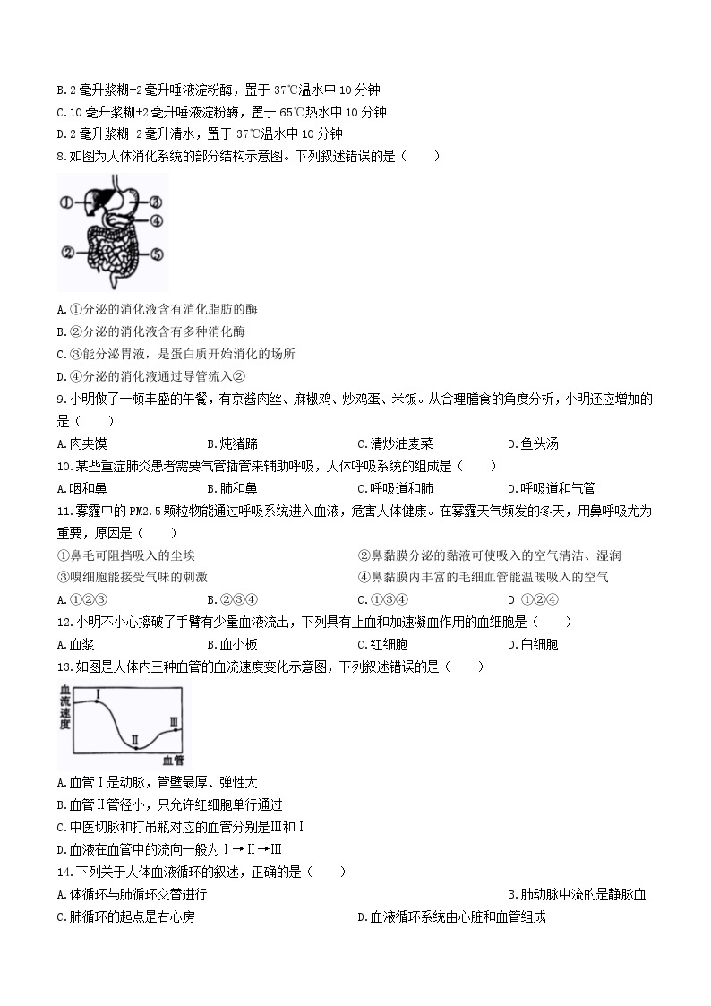 陕西省渭南市合阳县2022-2023学年七年级下学期期末生物试题(无答案)02