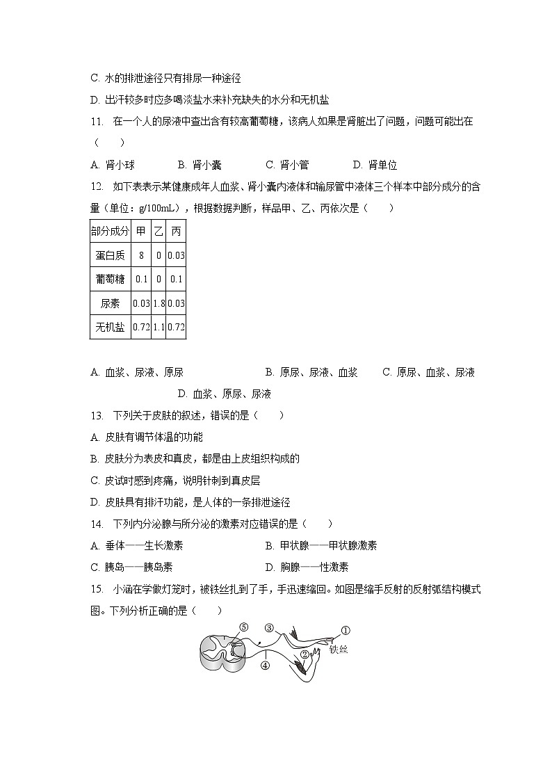 2022-2023学年山东省济宁市金乡县七年级(下)期末生物试卷(含解析)03