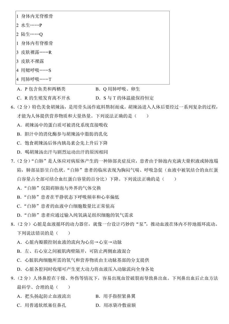 2023年山东省潍坊市中考生物试卷附参考答案02