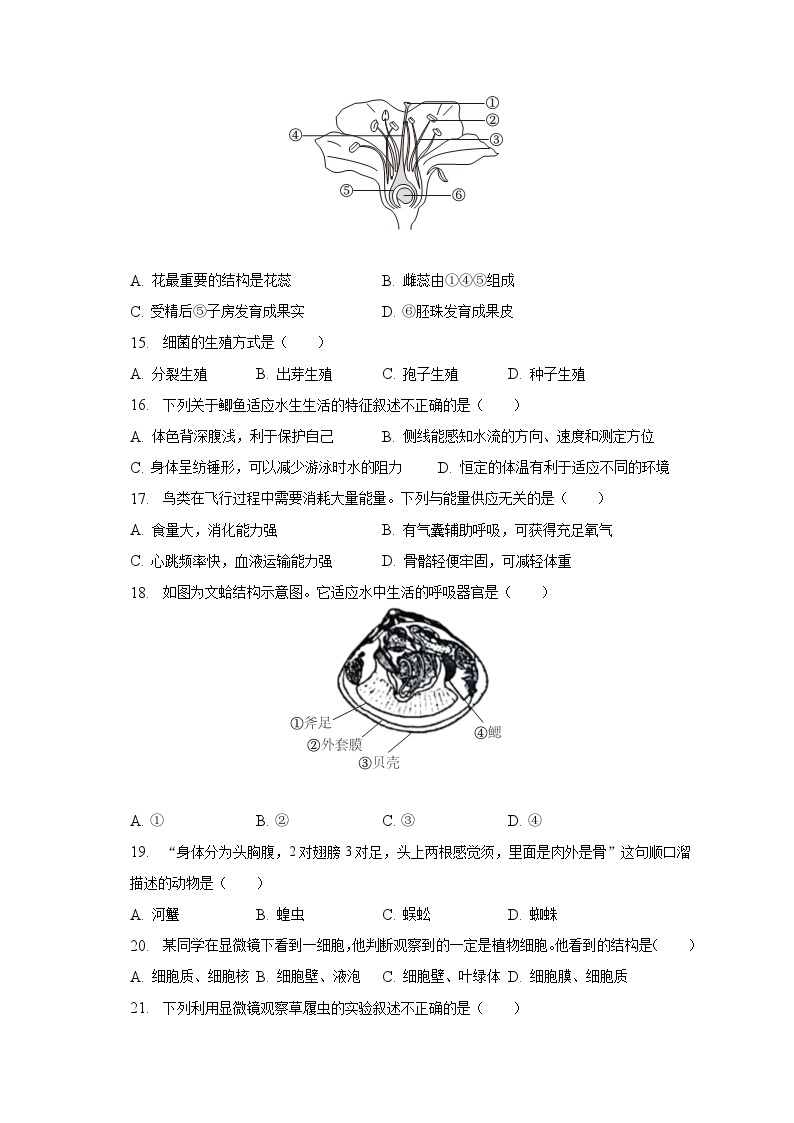 2022-2023学年江苏省泰州市姜堰区七年级（下）期末生物试卷（含解析）03