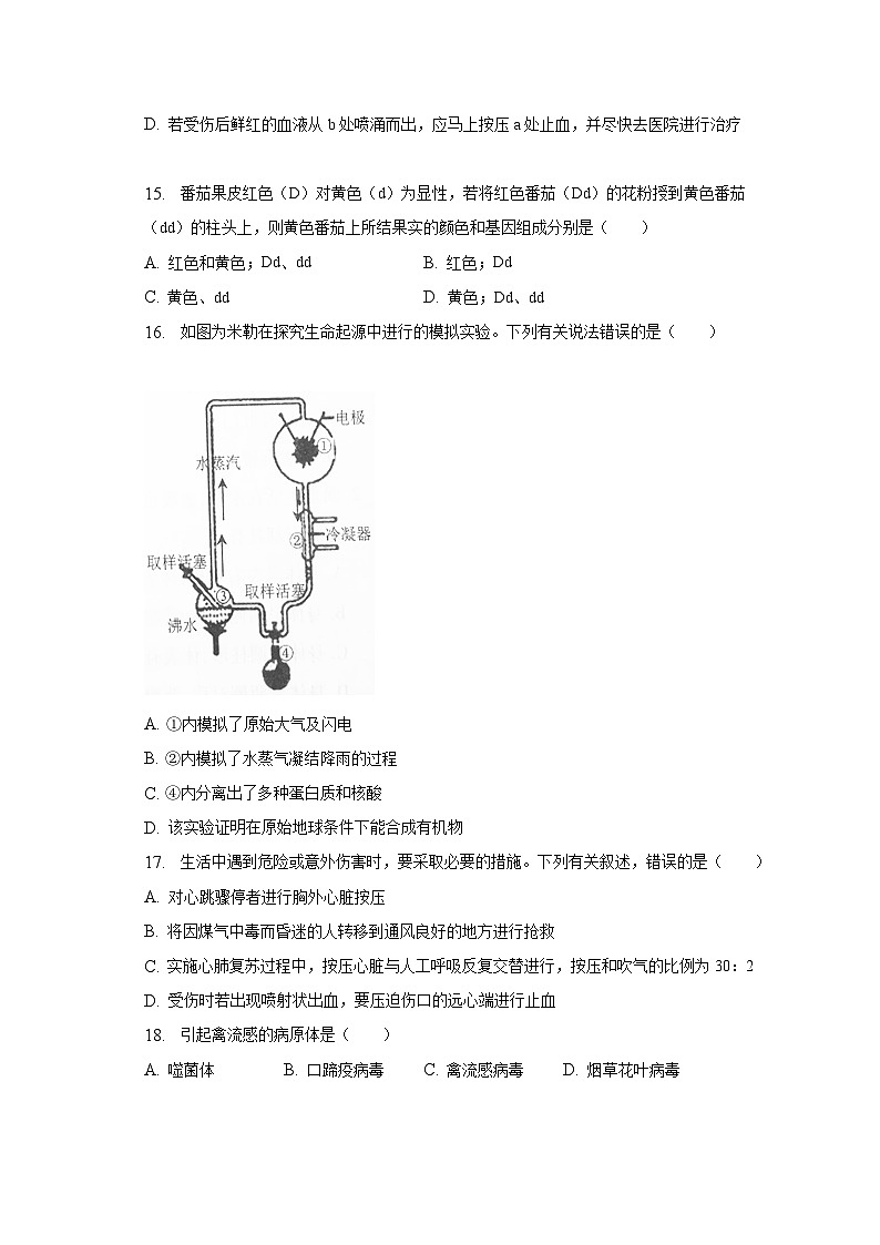 2022-2023学年山西省临汾市洪洞二中八年级(下)期末生物试卷(含解析)03