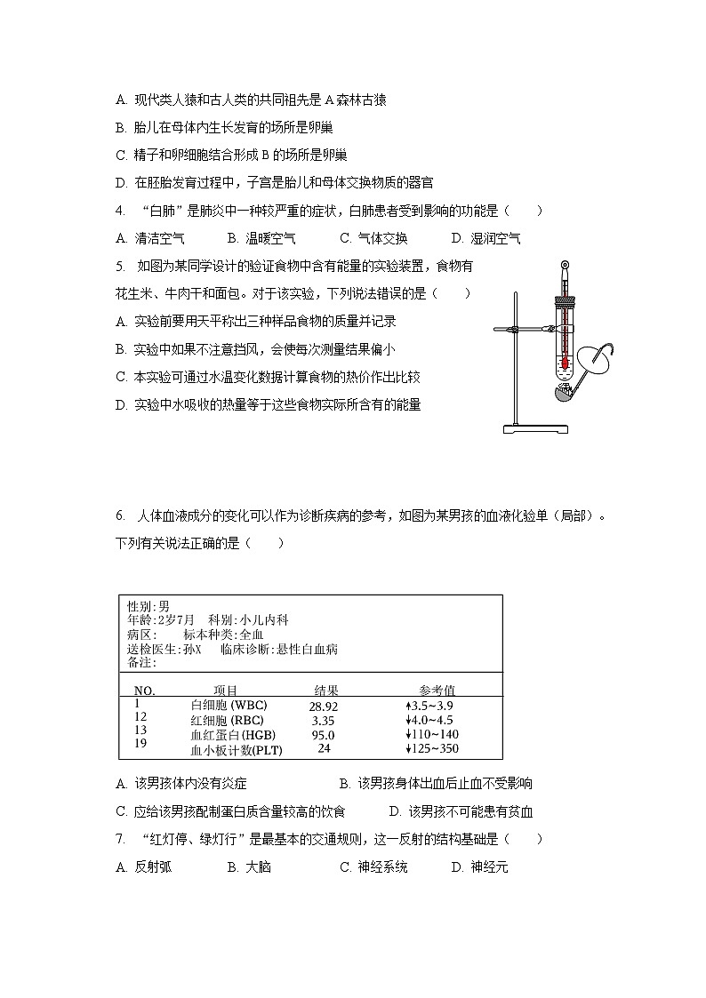 2022-2023学年山西省阳泉市盂县七年级(下)期末生物试卷(含解析)第2页