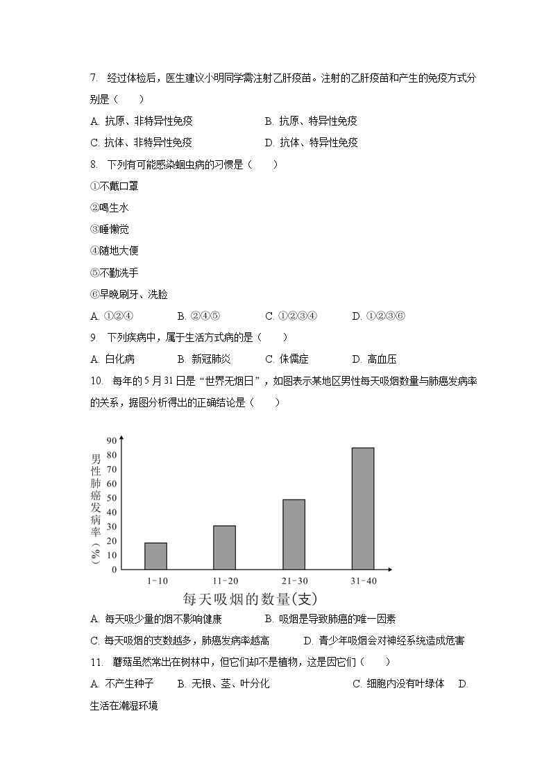 2022-2023学年山东省淄博市周村区七年级（下）期末生物试卷（五四学制）（含解析）02