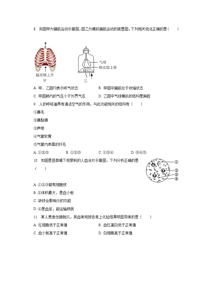 2022-2023学年陕西省渭南市澄城县七年级(下)期末生物试卷(含解析)第2页
