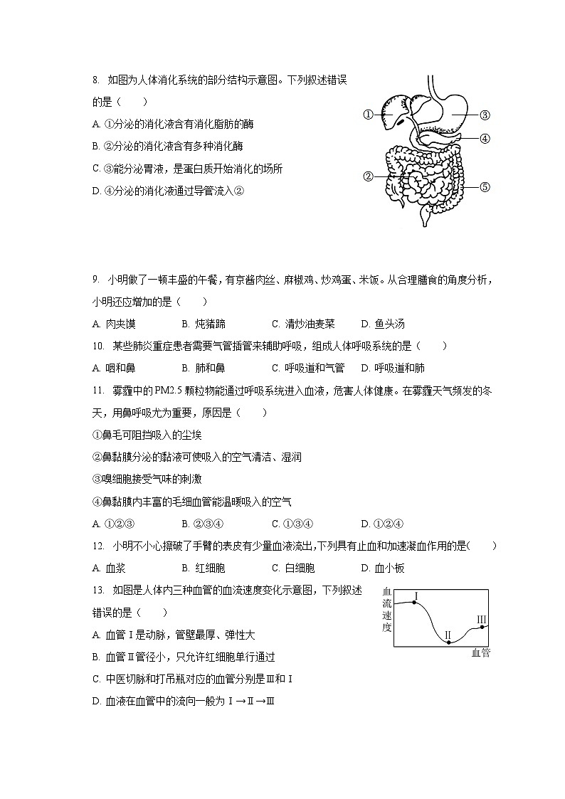 2022-2023学年陕西省渭南市合阳县七年级(下)期末生物试卷(含解析)第2页
