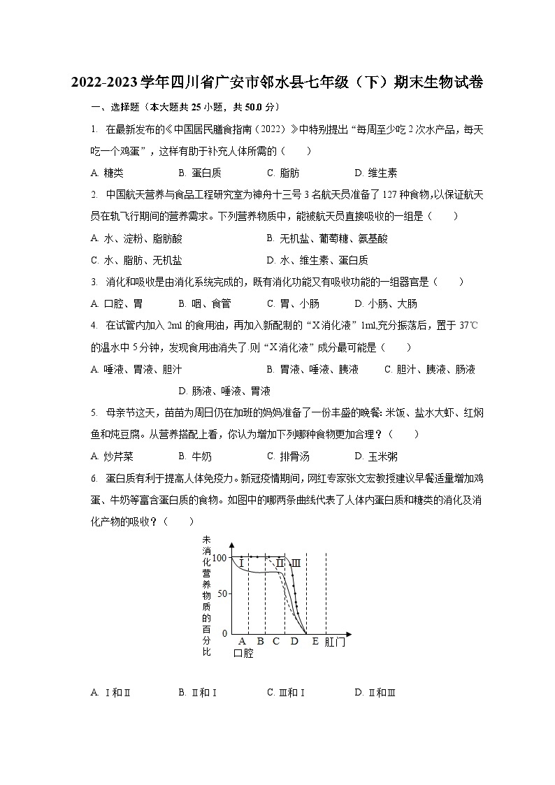 2022-2023学年四川省广安市邻水县七年级（下）期末生物试卷（含解析）01
