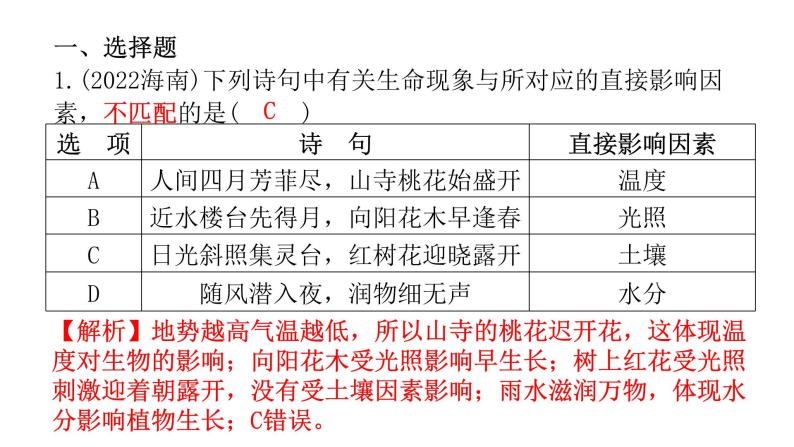 中考生物复习第一单元生物和生物圈第二章了解生物圈课件02