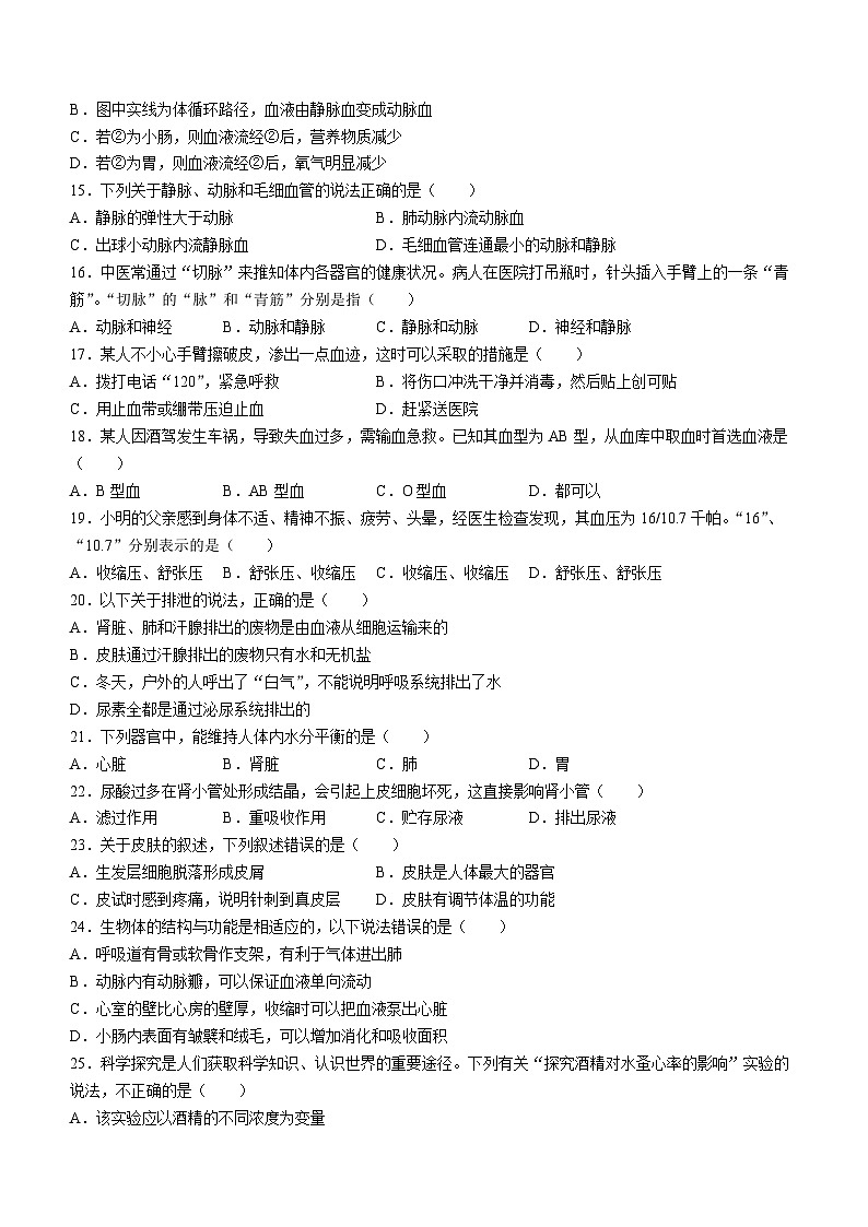 山东省枣庄市市中区2022-2023学年七年级下学期期中生物试题第3页
