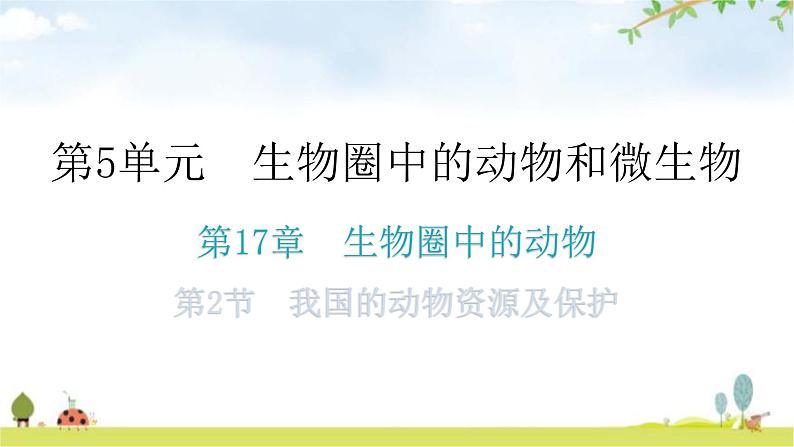 北师大版八年级生物上册第17章第2节我国的动物资源及保护分层作业课件第1页
