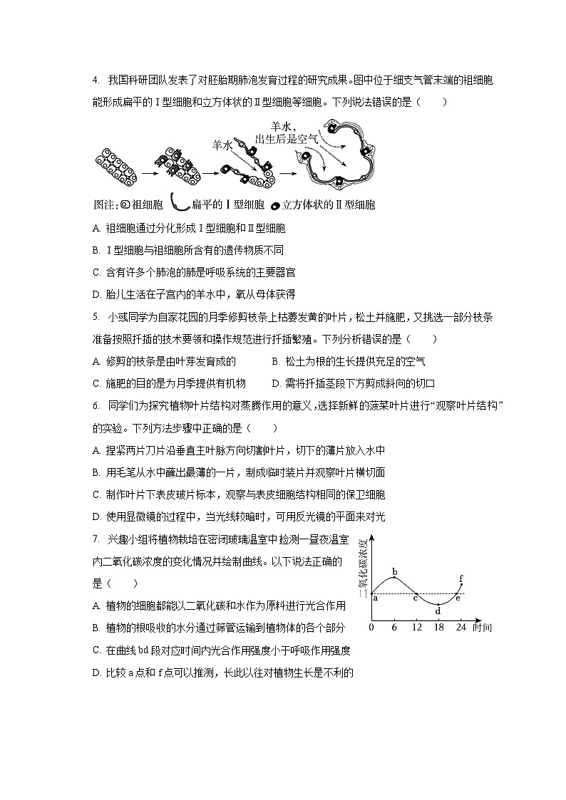 2023年内蒙古呼和浩特市中考生物试卷(含解析)02