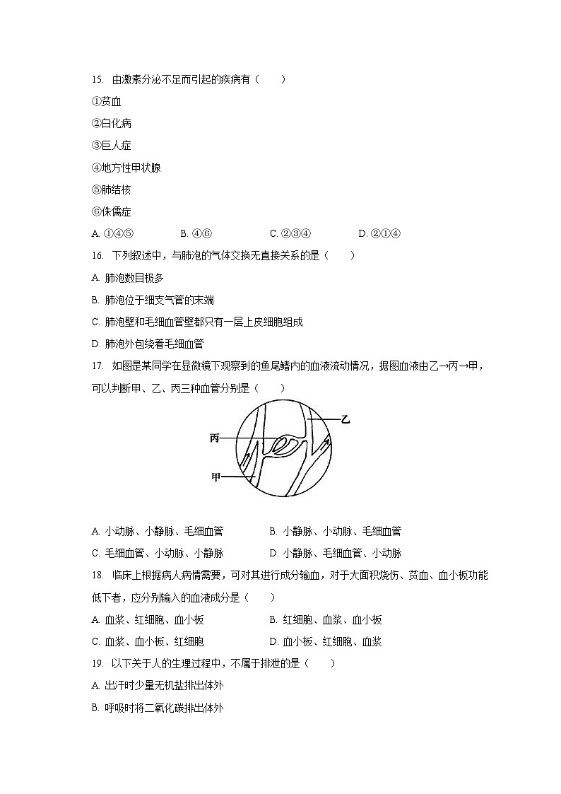 2023-2024学年辽宁省鞍山市铁西区八年级(上)开学生物试卷(含解析)第3页
