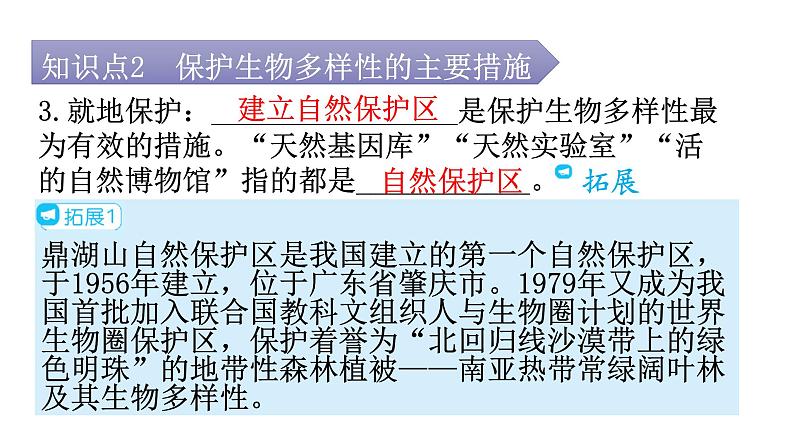 人教版八年级生物上册第六单元第三章保护生物的多样性教学课件第6页