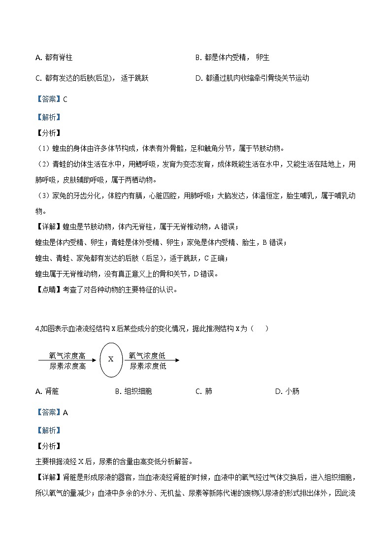 2019年北京市西城区九年级5月模拟测试(二模)生物试题(含解析)第3页