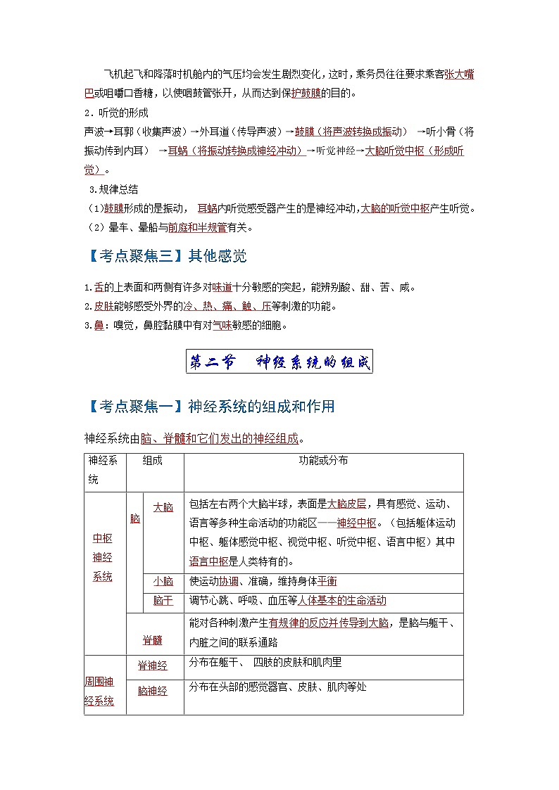 中考生物一轮复习知识点梳理考点 人体生命活动的调节03