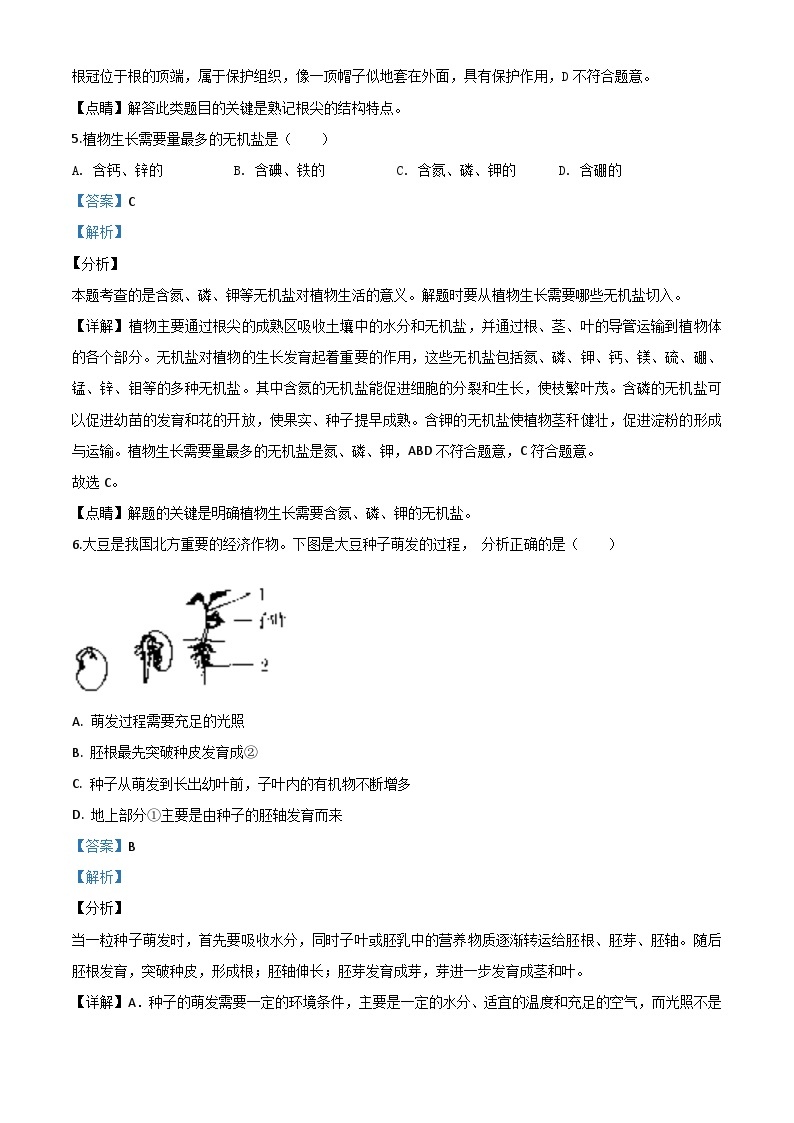 辽宁省营口市2020年中考生物试题（含解析）03