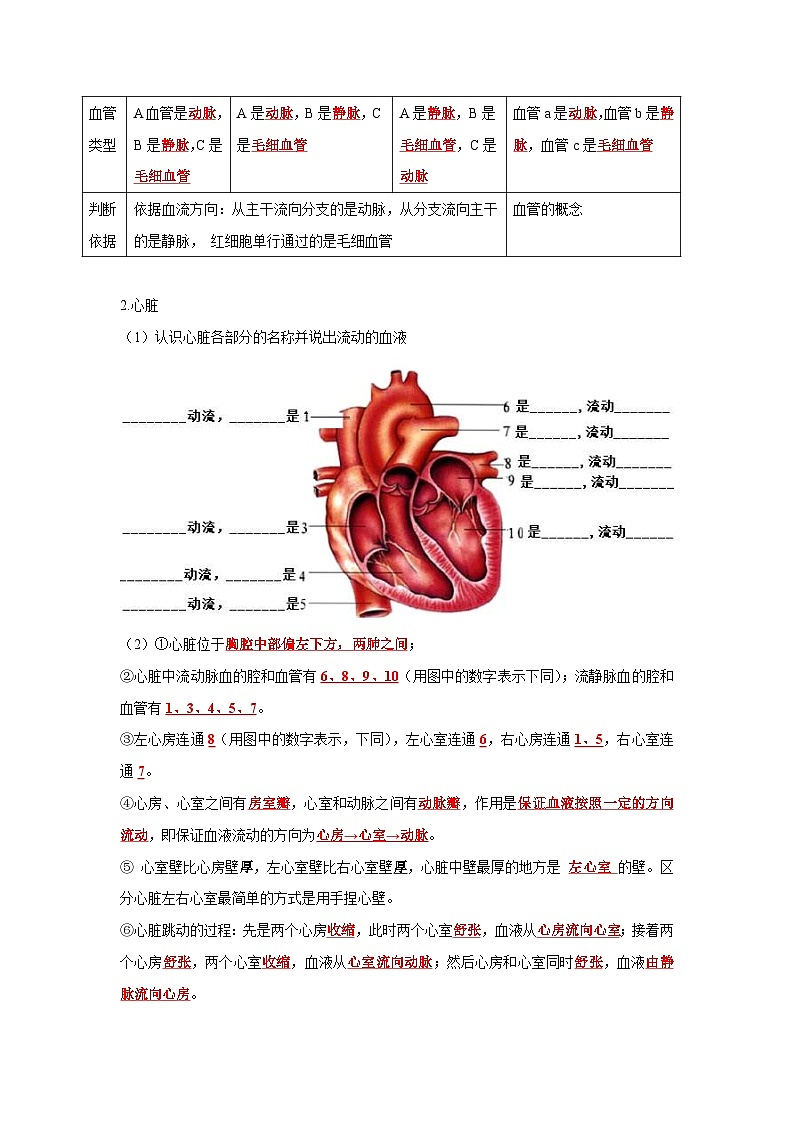 中考生物一轮复习考点梳理与过关练习专题11 人体内物质的运输(含解析)第3页