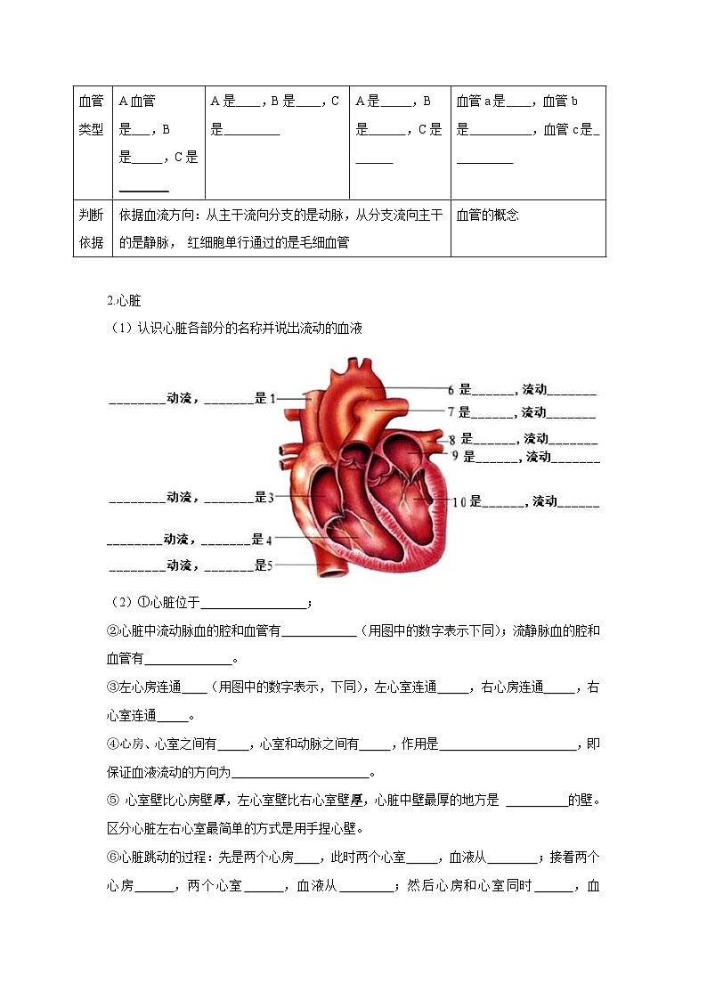中考生物一轮复习考点梳理与过关练习专题11 人体内物质的运输(原卷版)第3页