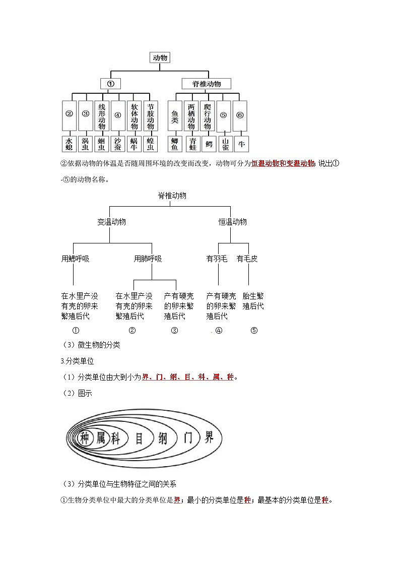 中考生物一轮复习考点梳理与过关练习专题17 生物的多样性及其保护(含解析)第2页