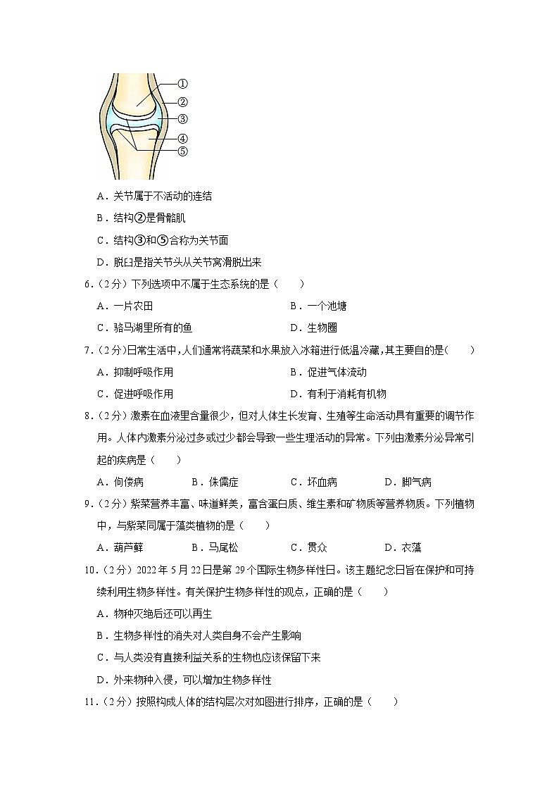 2022年江苏省宿迁市中考生物试卷第2页