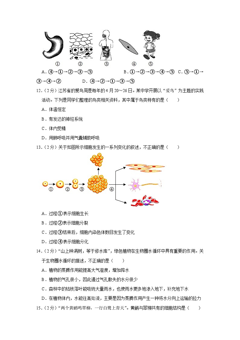 2022年江苏省宿迁市中考生物试卷第3页