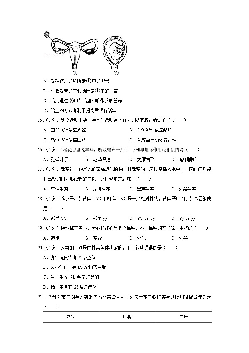 2022年广东省梅州市中考生物试卷第3页
