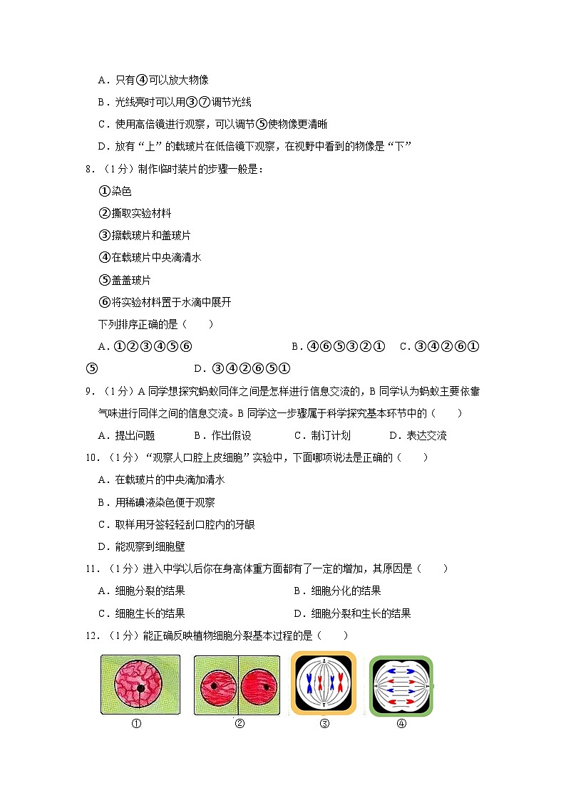 江苏省盐城市景山中学2022-2023学年七年级上学期期中生物试卷第2页