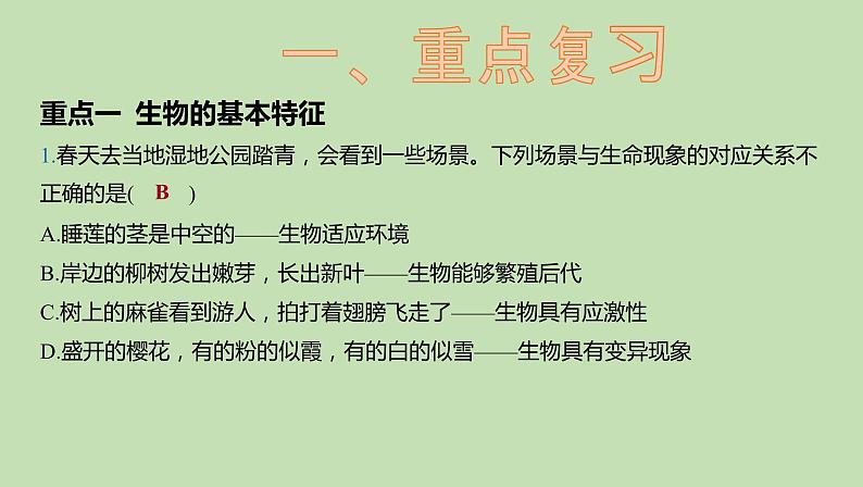 2023-2024学年六年级生物课件鲁教版(五四学制)章末复习分层提优(第一、二章)03