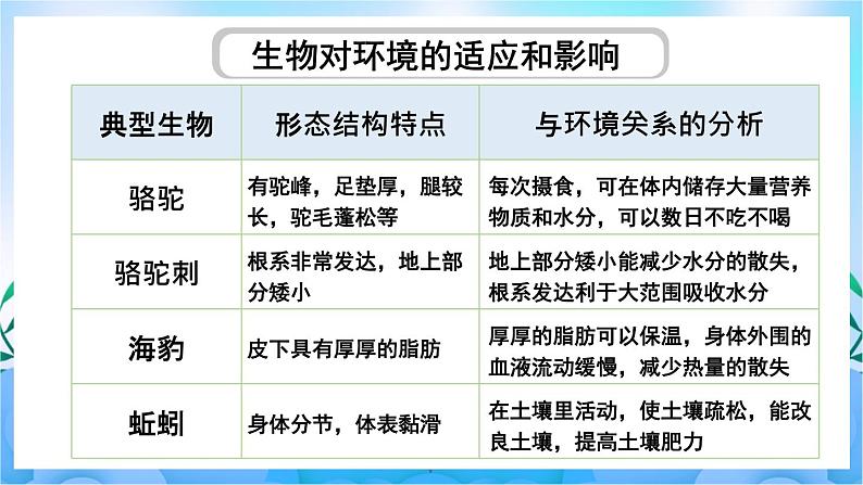 人教版七上生物 第2课时 生物因素对生物的影响 生物对环境的适应和影响第7页