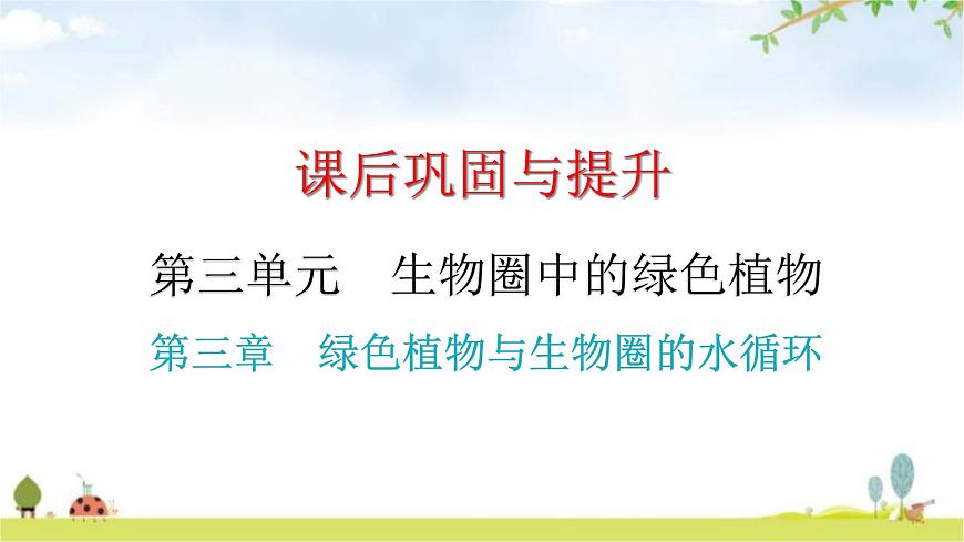 中考生物復(fù)習(xí)第三單元第三章綠色植物與生物圈的水循環(huán)課件第1頁