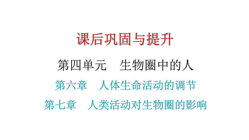 中考生物復(fù)習(xí)第四單元第六章人體生命活動的調(diào)節(jié)第七章人類活動對生物圈的影響課件第1頁