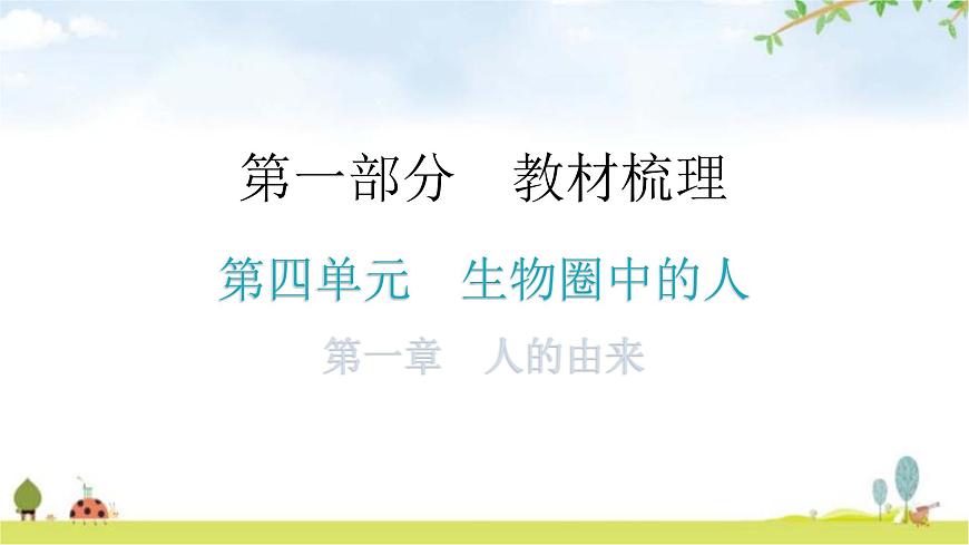 中考生物復(fù)習(xí)第四單元生物圈中的人第一章人的由來教學(xué)課件第1頁
