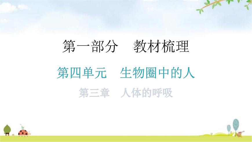 中考生物復習第四單元生物圈中的人第三章人體的呼吸教學課件第1頁