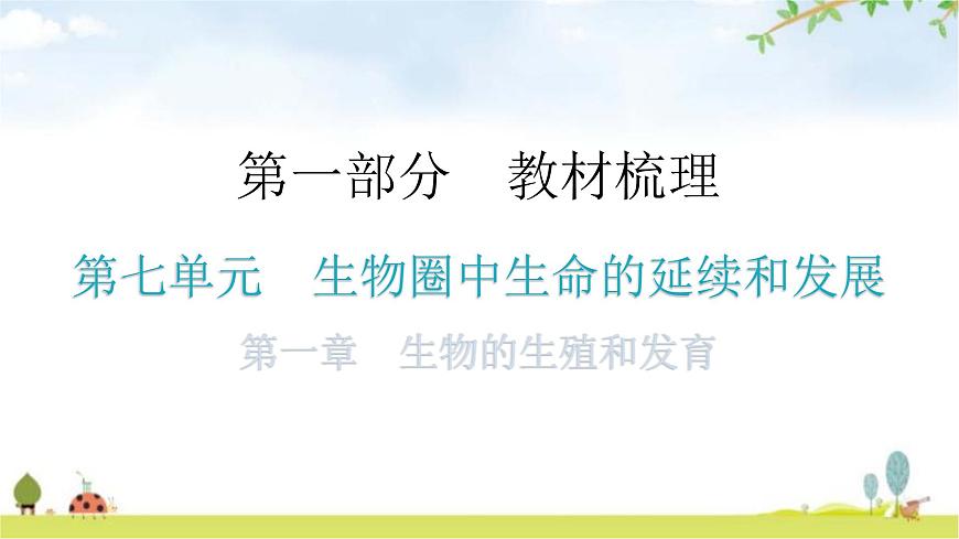 中考生物復(fù)習(xí)第七單元生物圈中生命的延續(xù)和發(fā)展第一章生物的生殖和發(fā)育教學(xué)課件第1頁(yè)