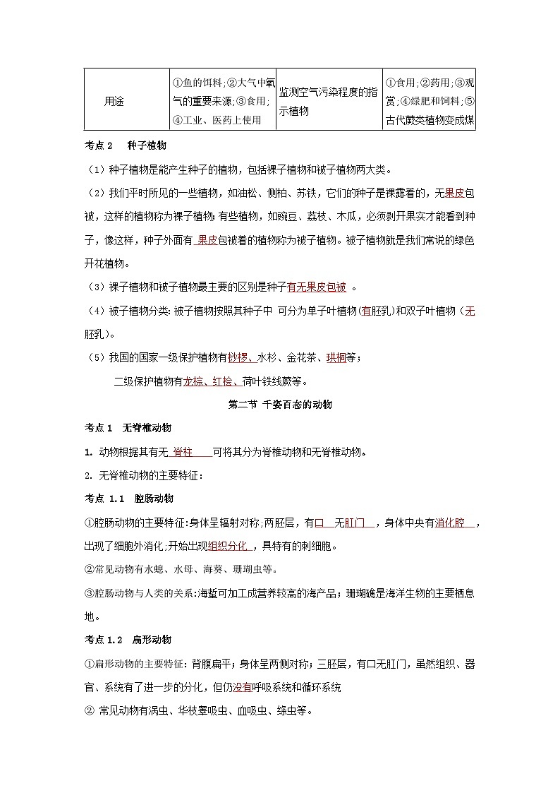【期中单元知识点归纳】 (苏教版)2023-2024学年八年级生物上册 第十四章 丰富多彩的生物世界 讲义(解析版)第3页