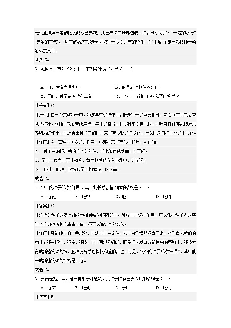 【期中单元测试卷】(人教版)2023-2024学年七年级生物上册 第二章 被子植物的一生【提升卷】(解析版)第2页