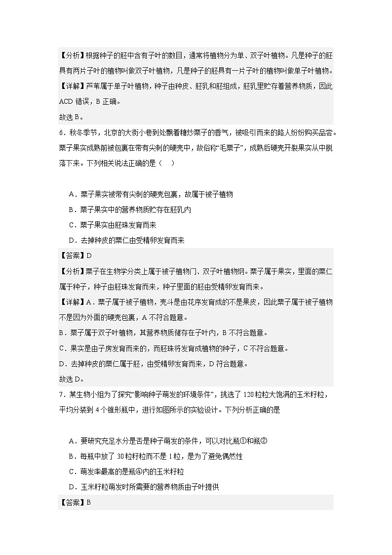 【期中单元测试卷】(人教版)2023-2024学年七年级生物上册 第二章 被子植物的一生【提升卷】(解析版)第3页