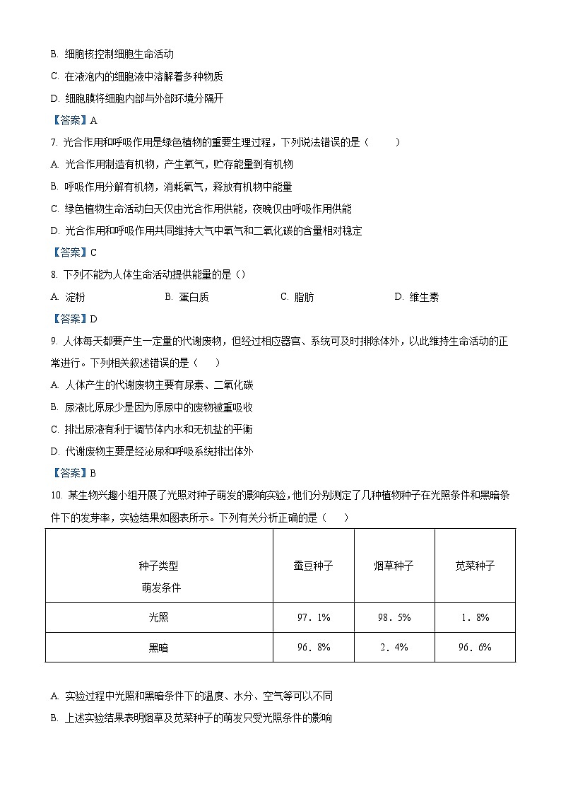 四川省眉山市2021年中考生物试题第2页