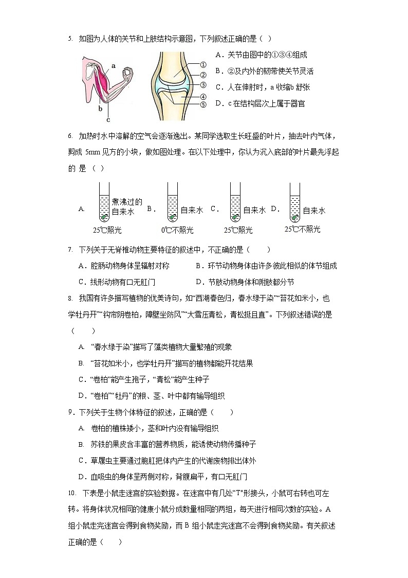 山东省菏泽市曹县博宇中学2023-2024学年九年级上学期10月月考生物试题02