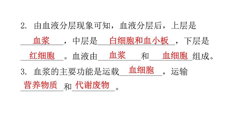北师大版七年级生物下册基础知识填空题第9章人体内的物质运输课件第3页