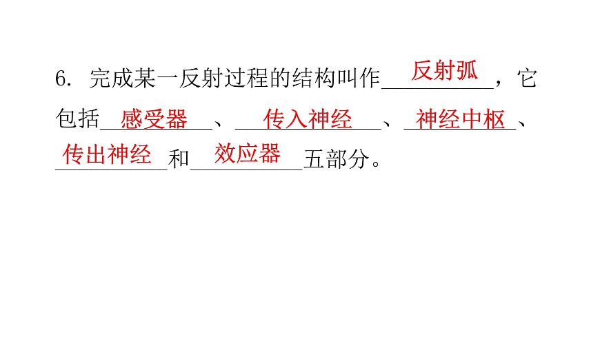 北師大版七年級(jí)生物下冊(cè)基礎(chǔ)知識(shí)填空題第12章人體的自我調(diào)節(jié)課件第6頁
